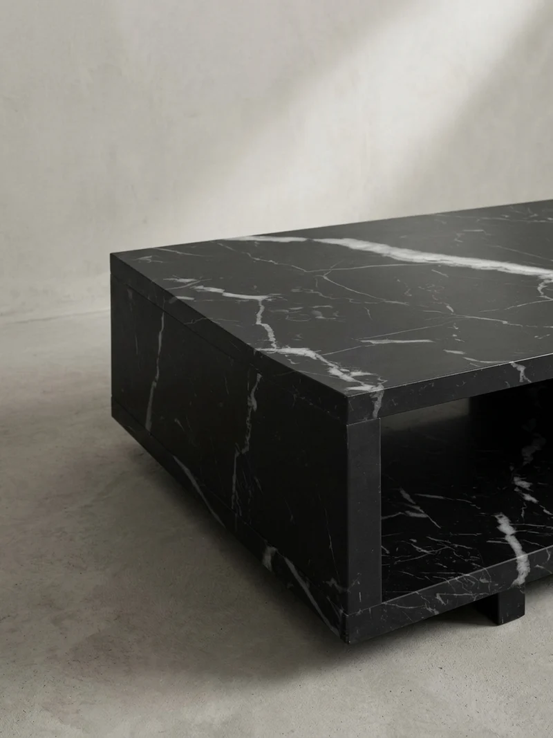Couchtisch in Stein-Optik Modern mit Stauraum Rechteckig Schlicht