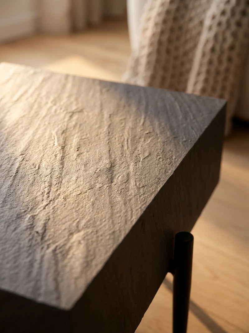 Couchtisch Quadratisch Anthrazit Steinoptik Metall 64x64x35 cm Modern Massiv