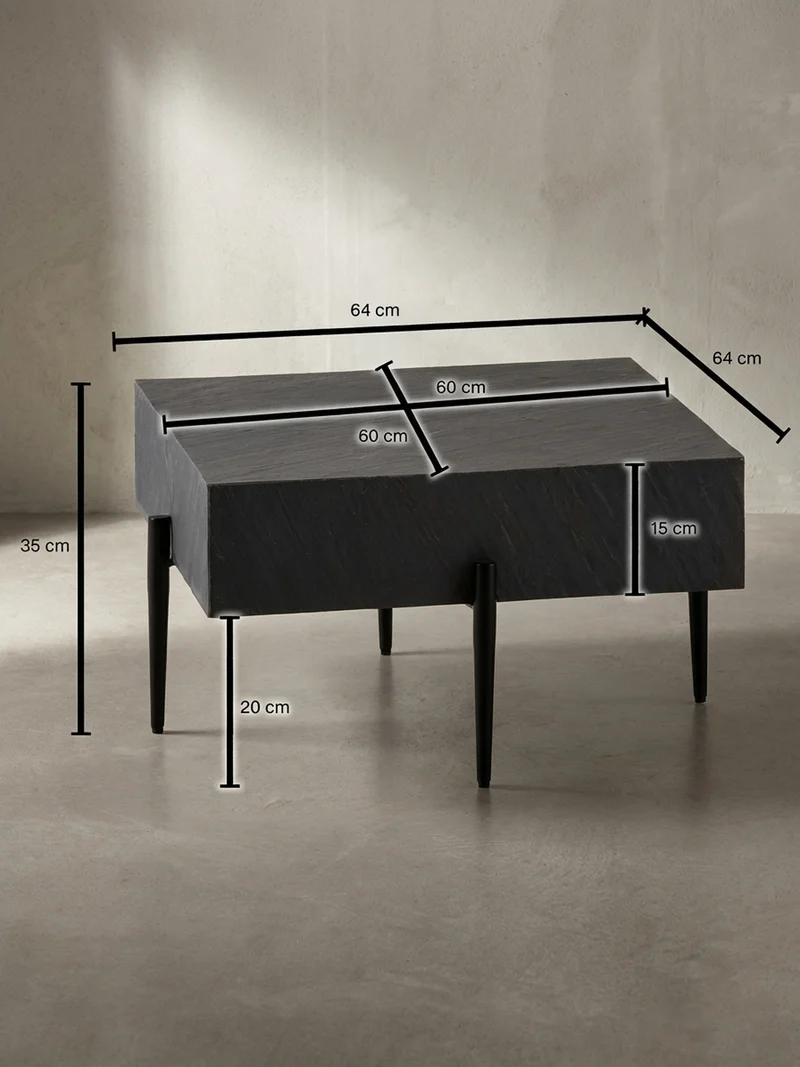 Couchtisch Quadratisch Anthrazit Steinoptik Metall 64x64x35 cm Modern Massiv