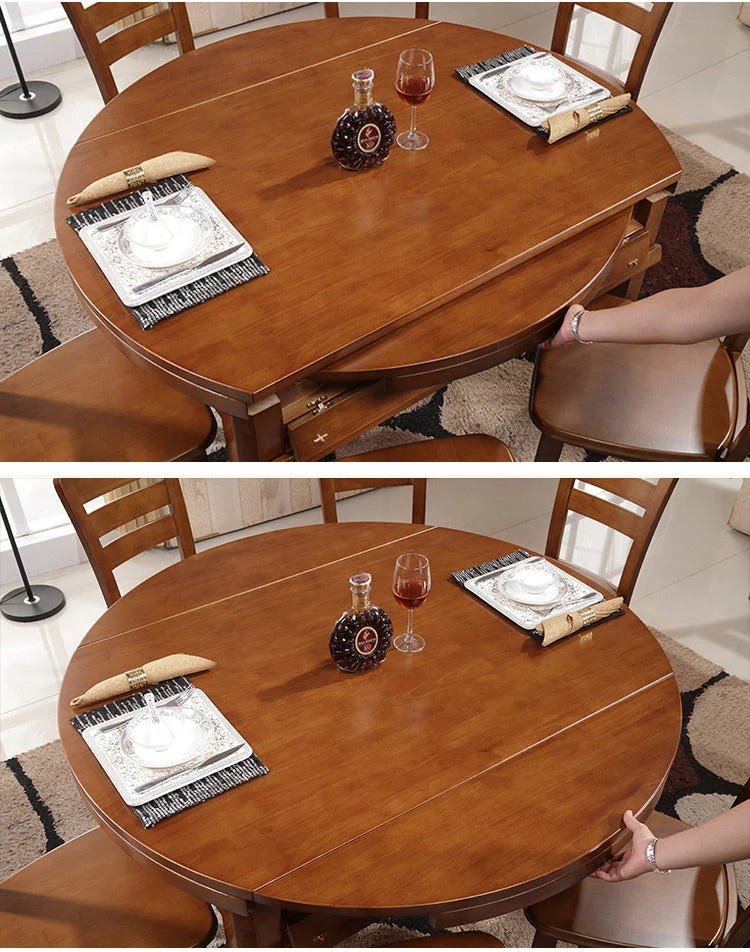 2-in-1-Esstisch-Set aus Massivholz