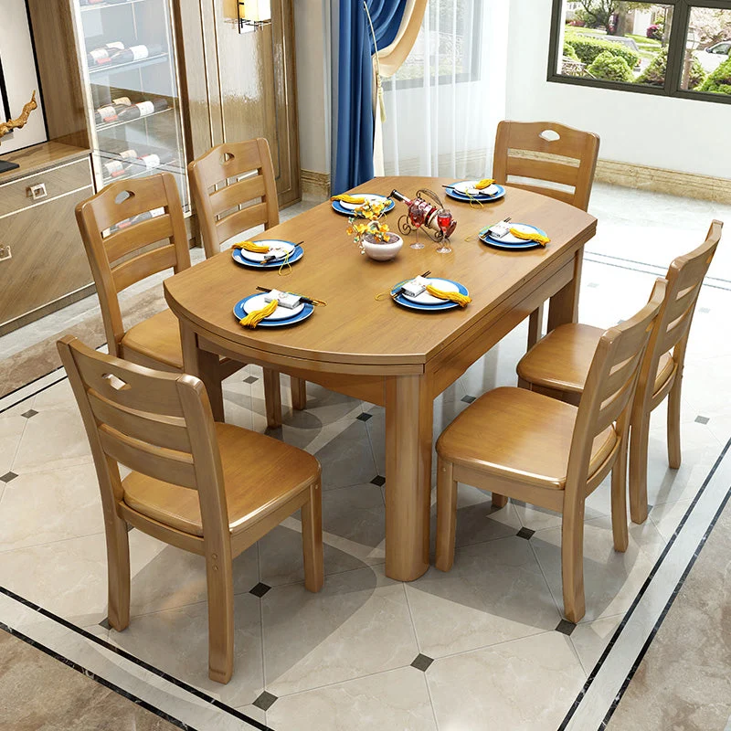 2-in-1-Esstisch-Set aus Massivholz