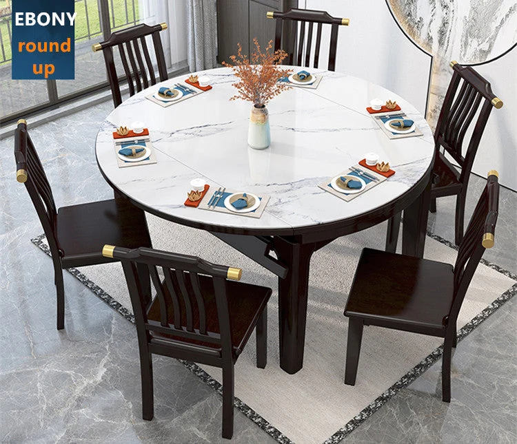 2-in-1-Esstisch-Set mit Marmortischplatte