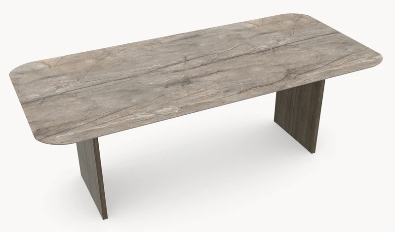 Keramische eettafel Silver Root Grey- Recht Rond - Wall eiken - Japandi