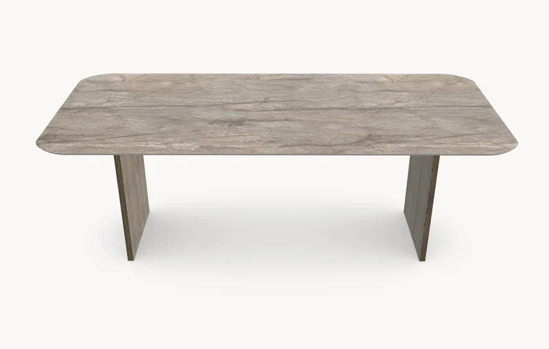 Keramische eettafel Silver Root Grey- Recht Rond - Wall eiken - Japandi