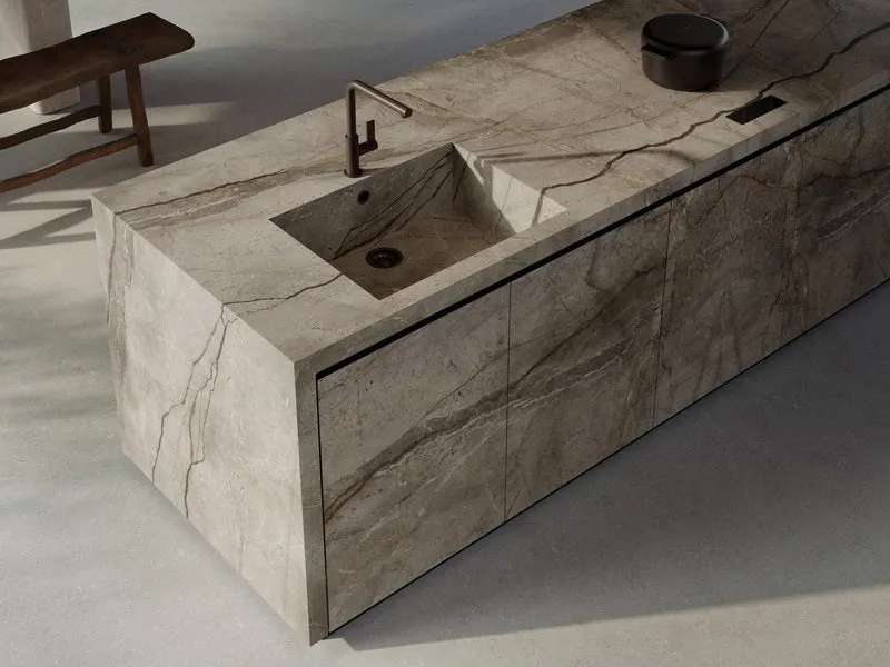 Keramische eettafel Silver Root Grey- Recht Rond - Wall eiken - Japandi