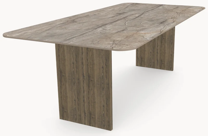 Keramische eettafel Silver Root Grey- Recht Rond - Wall eiken - Japandi