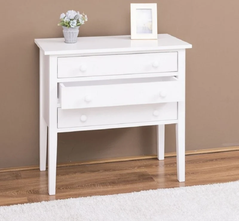 Casa Padrino Landhausstil Massivholz Kommode mit 3 Schubladen Weiß 80 x 41 x H. 75 cm - Landhausstil Möbel