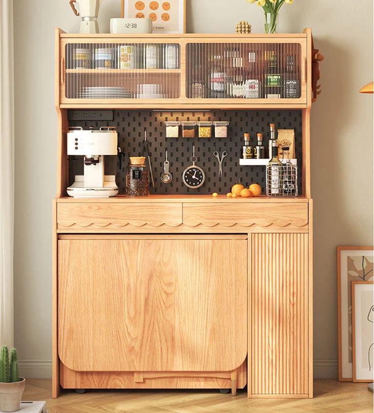 Double Drop Leaf Esstisch mit Pegboard Hutch Cabinet