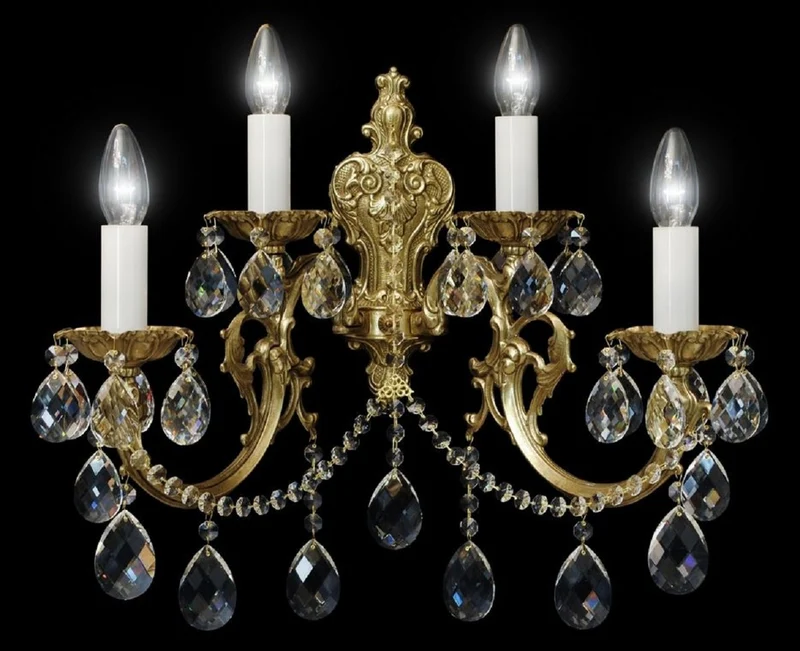 Casa Padrino Luxus Barock Kristall Wandleuchte Bronze 48 x H. 45 cm - Prunkvolle Wandlampe mit Böhmischem Kristallglas - Barock Möbel