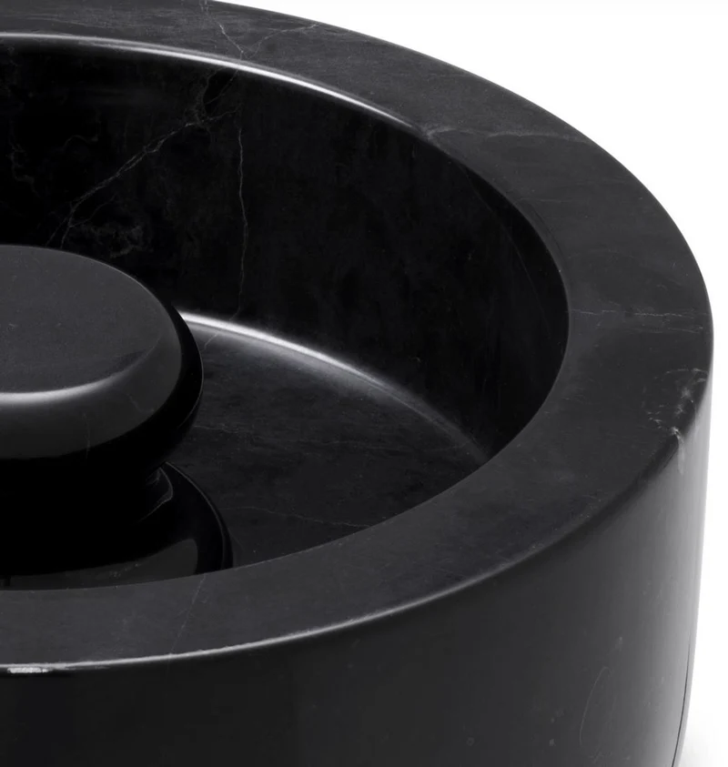 Casa Padrino Luxus Aschenbecher Schwarz Ø 20 x H. 7,5 cm - Runder Marmor Aschenbecher - Deko Accessoires - Luxus Qualität