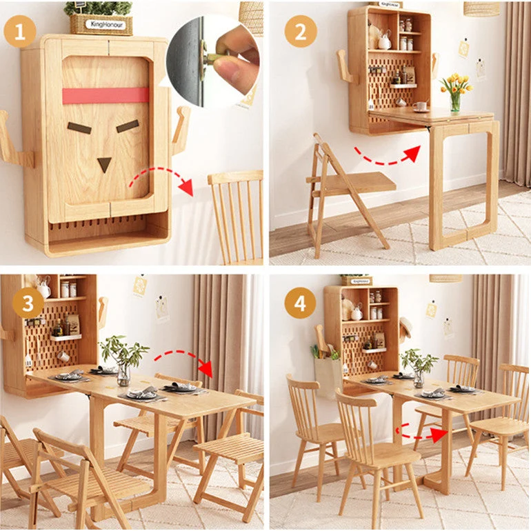 An der Wand befestigter umwandelbarer Tisch mit Peg Board