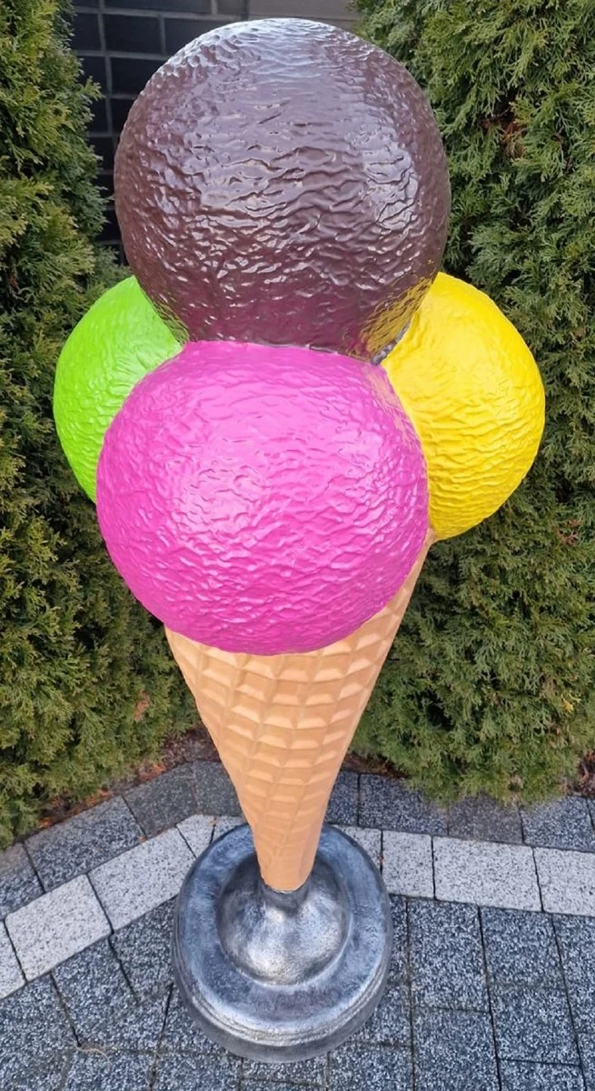 Casa Padrino Luxus Deko Eis im Hörnchen Mehrfarbig H. 175 cm - Großes Deko Eis - Wetterbeständiges XXL Deko Eis - Gastronomie Dekoration - Eisdielen Dekoration - Restaurant Dekoration