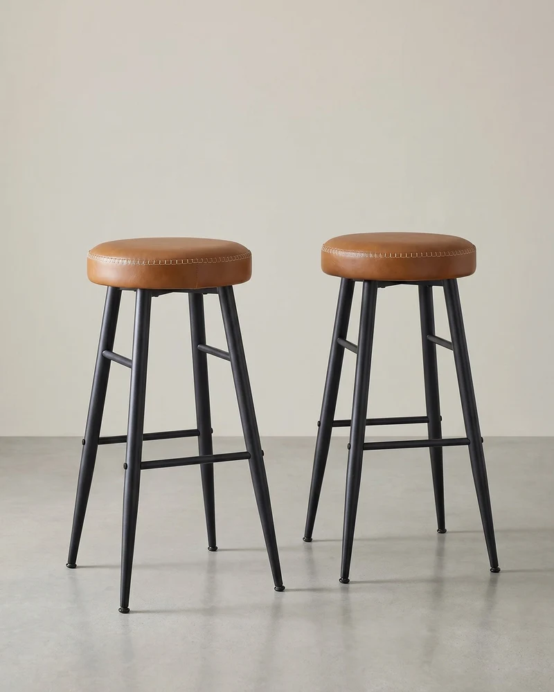 2er-Set Barhocker – EKHO Kollektion – Kunstleder – Bequeme Barhocker mit Fußstütze