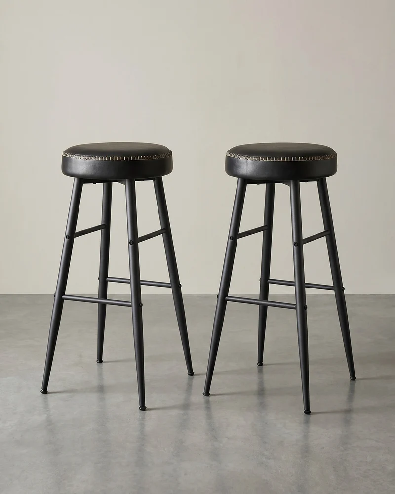 2er-Set Barhocker – EKHO Kollektion – Kunstleder – Bequeme Barhocker mit Fußstütze