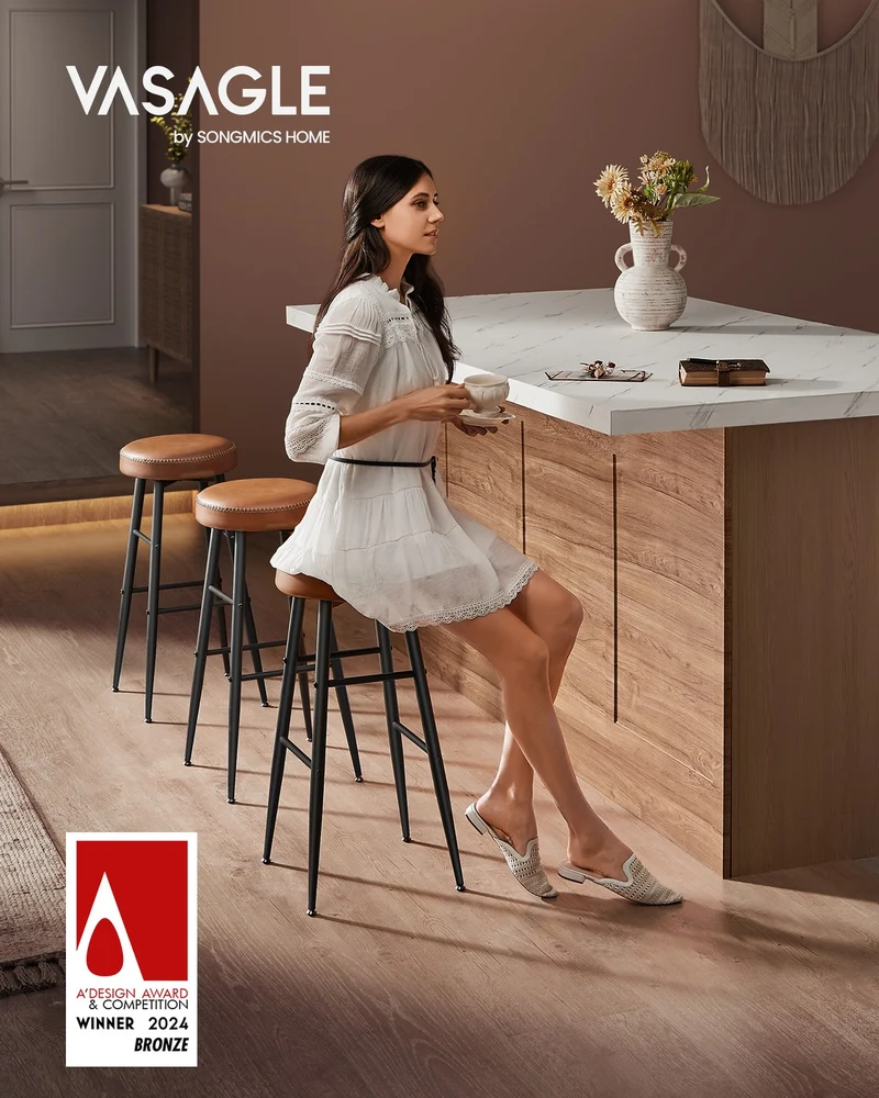 2er-Set Barhocker – EKHO Kollektion – Kunstleder – Bequeme Barhocker mit Fußstütze