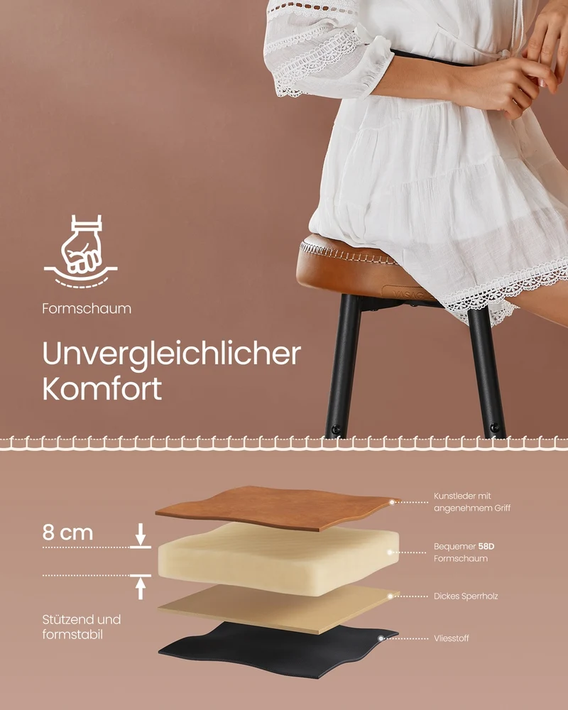 2er-Set Barhocker – EKHO Kollektion – Kunstleder – Bequeme Barhocker mit Fußstütze