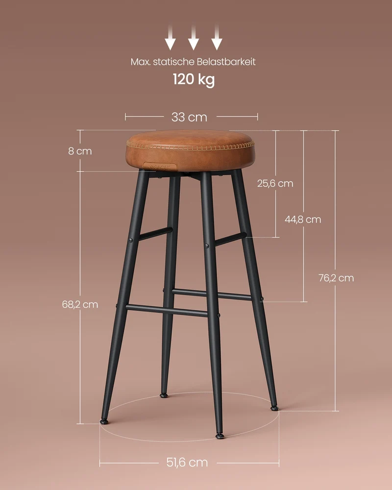 2er-Set Barhocker – EKHO Kollektion – Kunstleder – Bequeme Barhocker mit Fußstütze