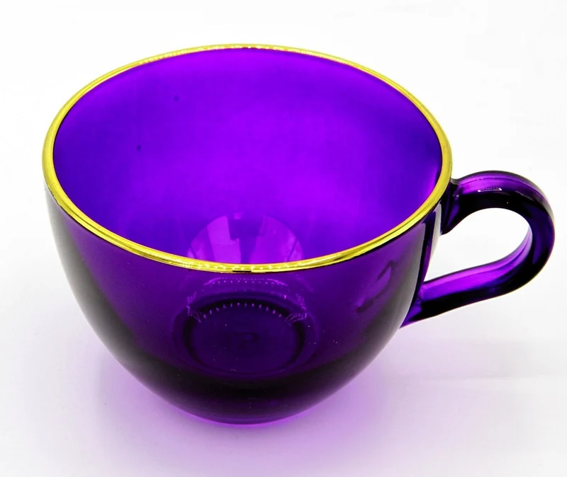Casa Padrino Luxus Barock Kaffee / Tee Tassen 6er Set Lila / Gold - Handgefertigte & handbemalte Tassen mit Untertassen - Hotel & Restaurant Accessoires - Luxus Qualität