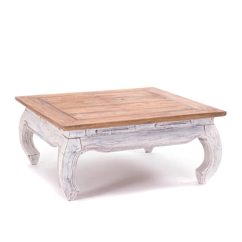 OPIUMTISCH "EAST 80" | 80x80x36 cm, Mahagoni | Beistelltisch | Farbe: 05 weiß-natur