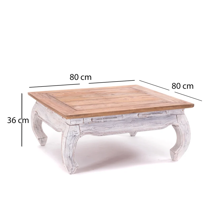 OPIUMTISCH "EAST 80" | 80x80x36 cm, Mahagoni | Beistelltisch | Farbe: 05 weiß-natur