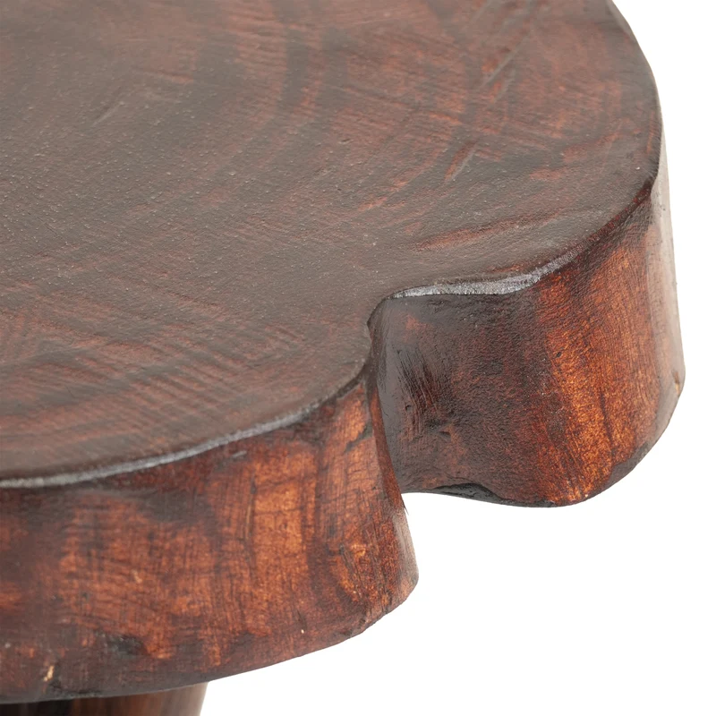 RUNDER HOLZTISCH TEAK 40x34cm (HxB) braun, Massivholz Beistelltisch