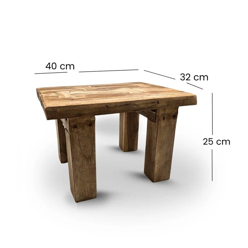 BEISTELLTISCH GRAIN 40x32cm(TxB), kleiner Holzhocker aus Holz