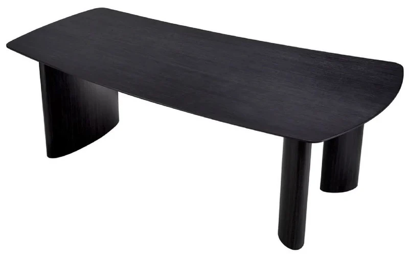 Casa Padrino Luxus Esstisch Schwarzgrau 230 x 120 x H. 76,5 cm - Massivholz Küchentisch mit leicht gebogener Tischplatte - Esszimmer Möbel - Küchen Möbel - Luxus Möbel - Luxus Einrichtung