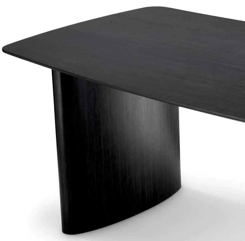 Casa Padrino Luxus Esstisch Schwarzgrau 230 x 120 x H. 76,5 cm - Massivholz Küchentisch mit leicht gebogener Tischplatte - Esszimmer Möbel - Küchen Möbel - Luxus Möbel - Luxus Einrichtung