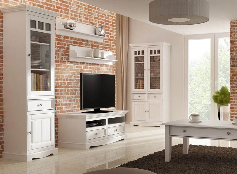Schmale Standvitrine Belluno Elegante mit Glastür in Weiß