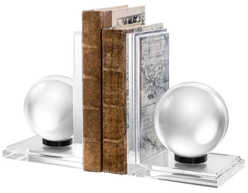Casa Padrino Designer Kristallglas Buchstützen 2er Set - Luxus Kollektion
