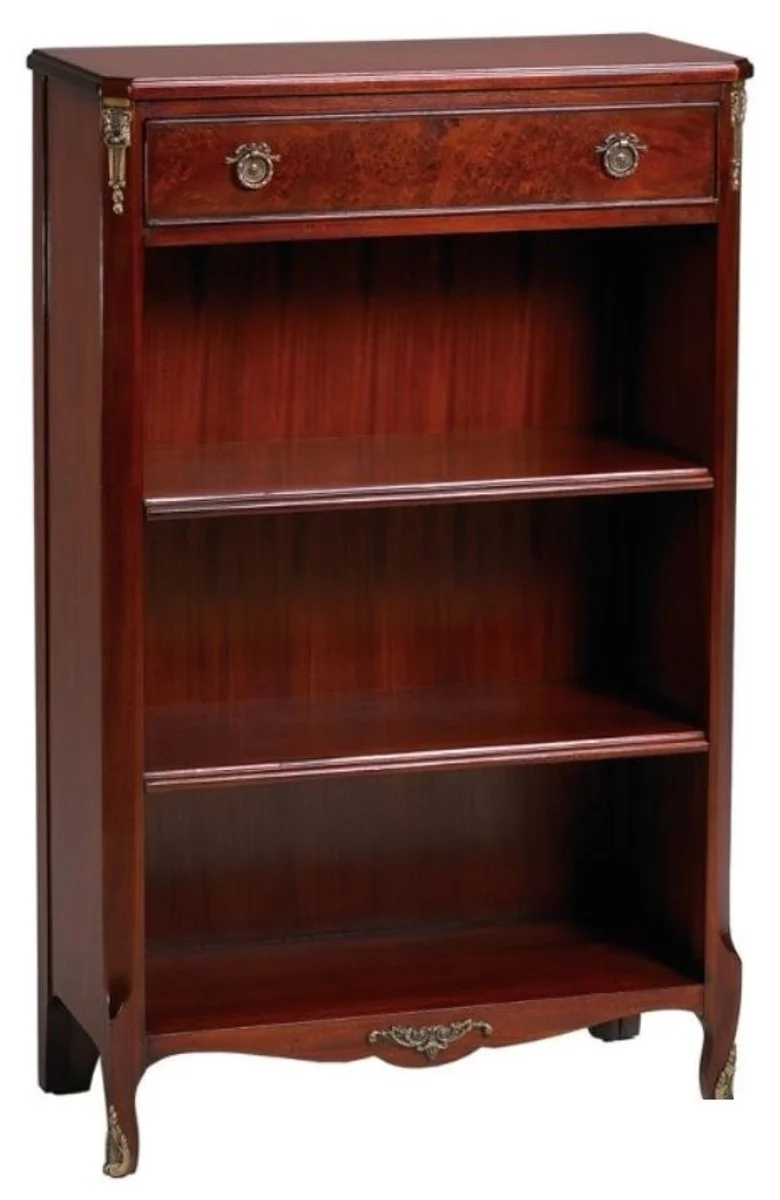 Casa Padrino Barockstil Bücherschrank mit Schublade Rotbraun 66,5 x 29,5 x H. 107,3 cm - Luxus Barock Möbel
