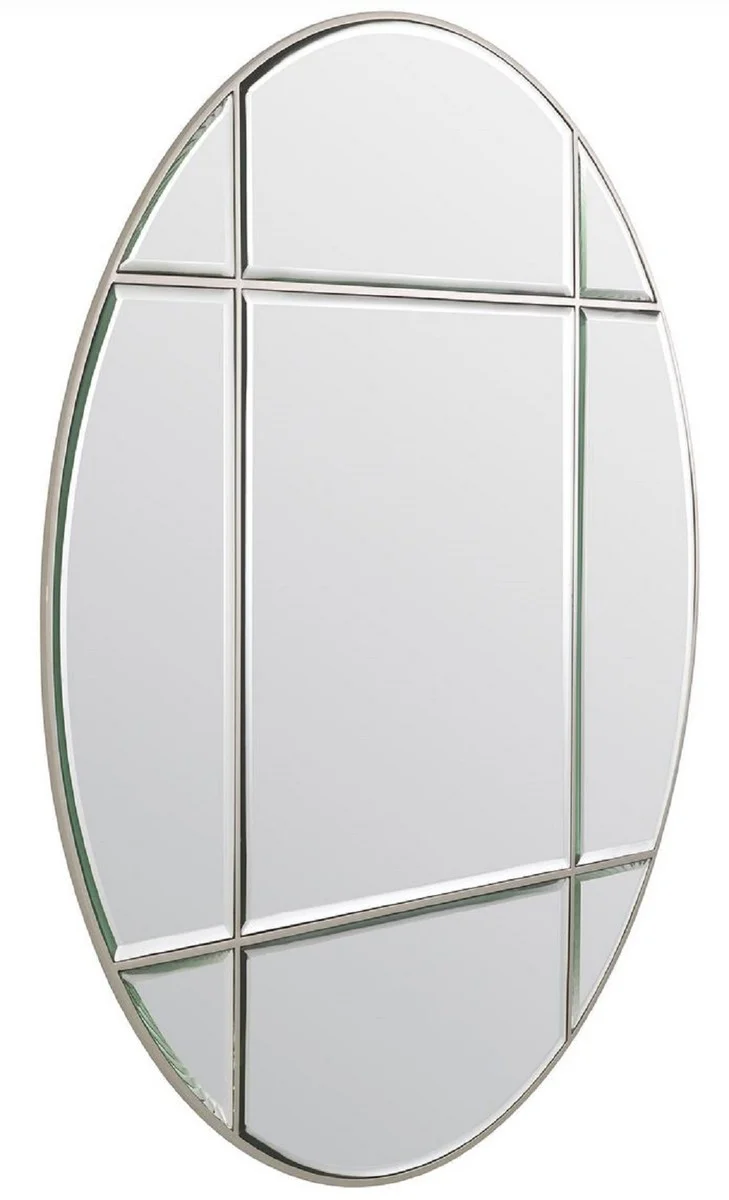 Casa Padrino Luxus Spiegel Silber Ø 110 cm - Runder Wandspiegel - Wohnzimmer Spiegel - Garderoben Spiegel - Luxus Qualität