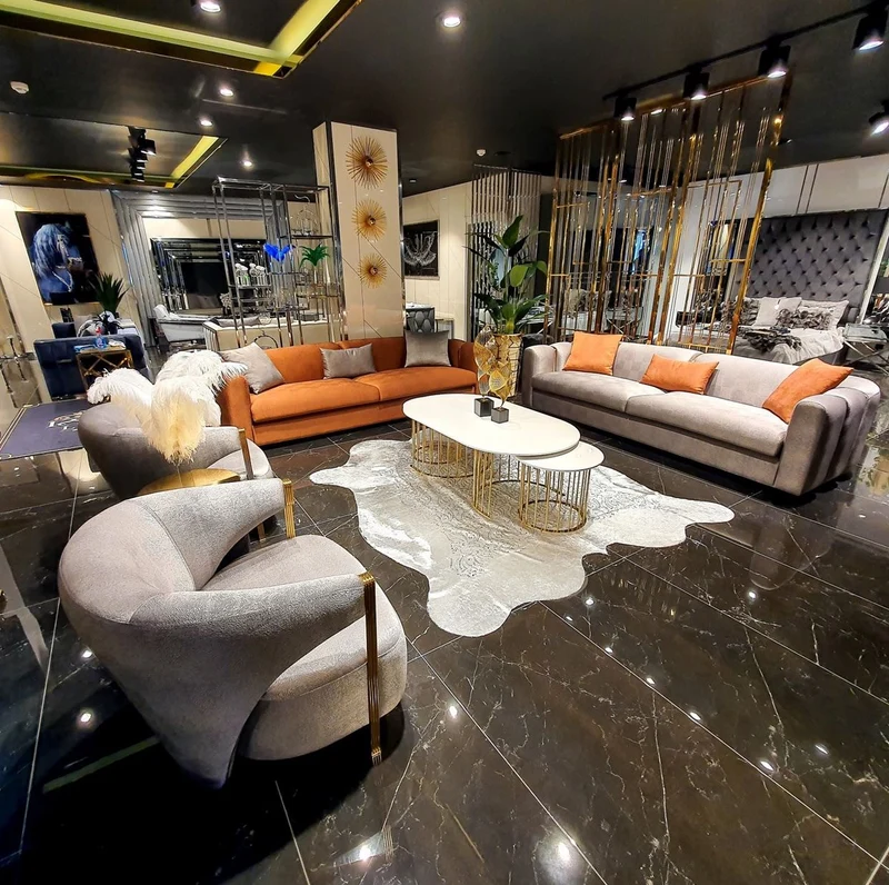 Casa Padrino Luxus Sofa Orange / Gold 240 x 95 x H. 85 cm - Wohnzimmer Sofa - Hotel Sofa - Luxus Möbel