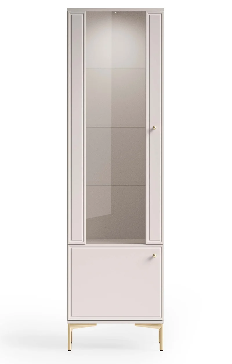 Zweiflügelige Vitrine Sandro mit Beleuchtung, 54 cm, Kaschmir