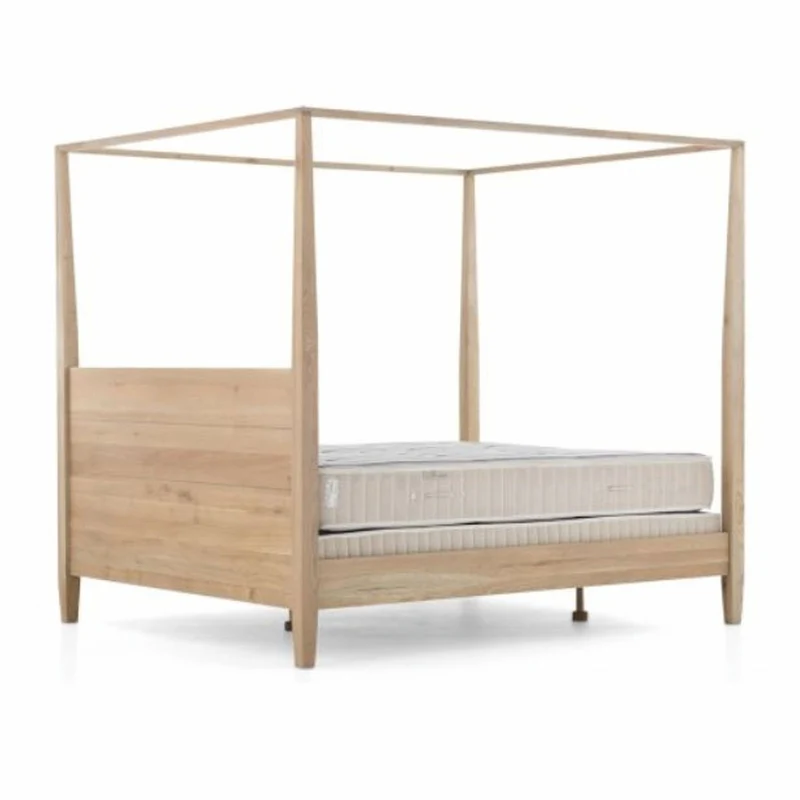 Casa Padrino Landhausstil Himmelbett Naturfarben / Grau - Verschiedene Größen - Schlafzimmer Möbel