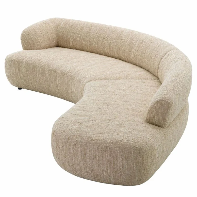 Casa Padrino Luxus Sofa Creme / Schwarz 360 cm - Gebogenes Wohnzimmer & Hotel Sofa