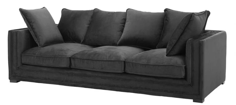 Casa Padrino Luxus Designer 3er Sofa Schwarz - Luxus Hotel Möbel