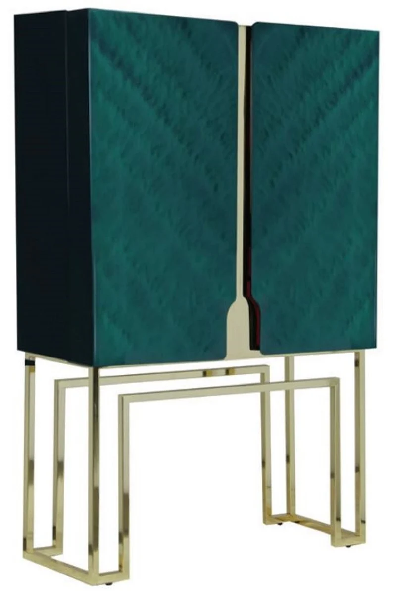 Casa Padrino Luxus Barschrank Grün / Gold / Rot 110 x 44 x H. 167 cm - Weinschrank mit 2 Türen - Wohnzimmer Möbel - Bar Möbel - Hotel Möbel - Luxus Kollektion