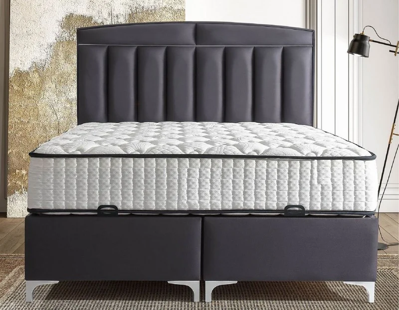 Casa Padrino Luxus Doppelbett Lila / Weiß - Verschiedene Größen - Massivholz Bett mit Kopfteil und Matratze - Schlafzimmer Möbel - Hotel Möbel - Luxus Möbel