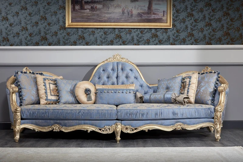 Casa Padrino Luxus Barock Wohnzimmer Set - 1 Chesterfield Sofa & 1 Couchtisch & 2 Salon Stühle & 1 Beistelltisch - Barock Wohnzimmermöbel