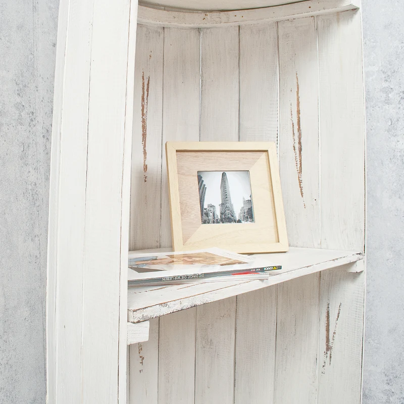 Massivholz Bootsregal / Bücherregal BALI ca. 200cm Antique White