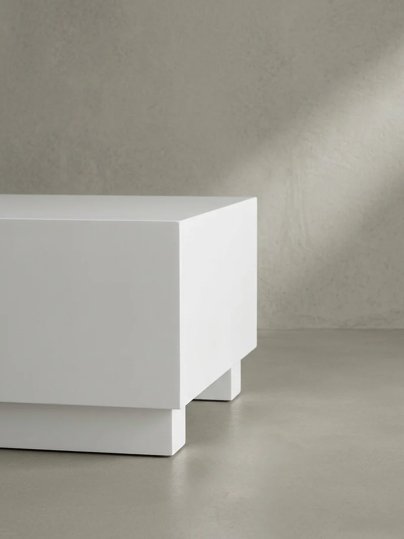 Couchtisch in Würfelform, Weiß Hochglanz, 60x60x35 cm, modernes Design