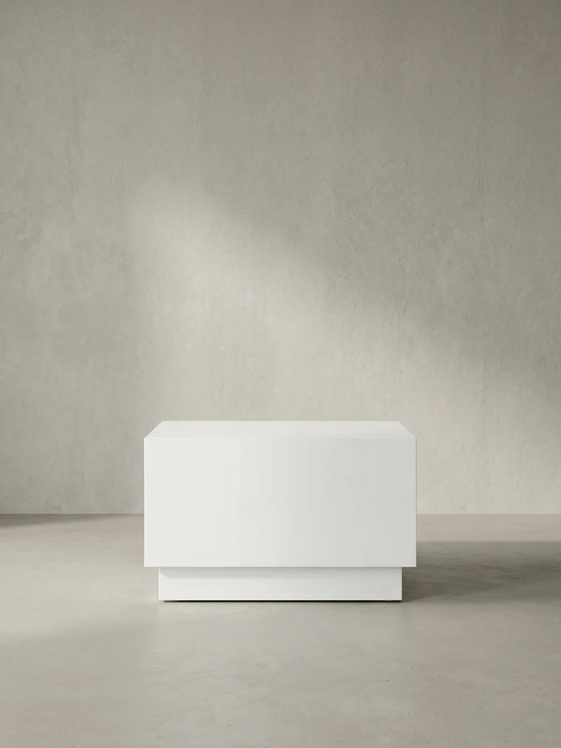 Couchtisch in Würfelform, Weiß Hochglanz, 60x60x35 cm, modernes Design