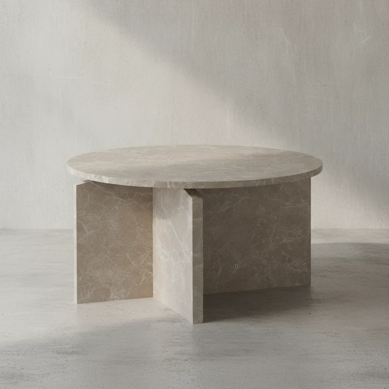 Couchtisch rund in Stein-Optik – modernes Design