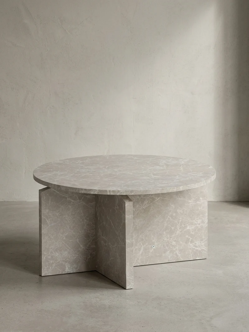 Couchtisch rund in Stein-Optik – modernes Design