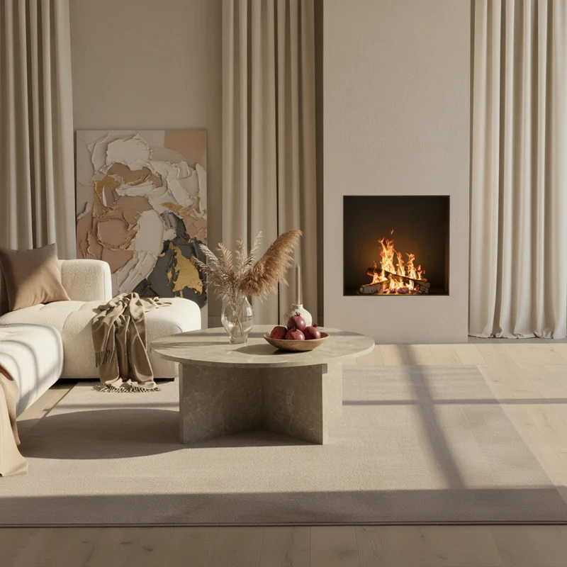 Couchtisch rund in Stein-Optik – modernes Design