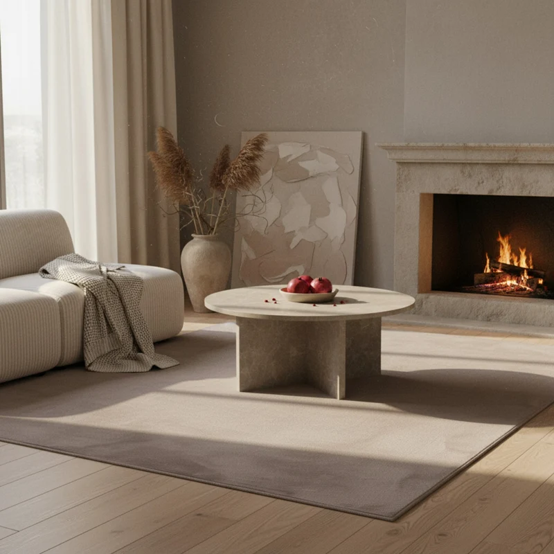 Couchtisch rund in Stein-Optik – modernes Design