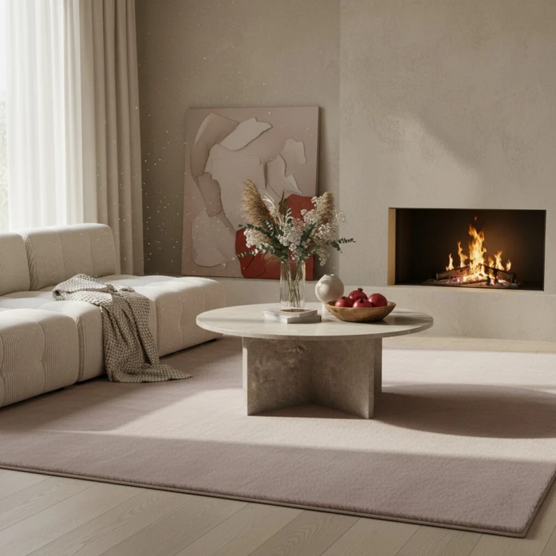 Couchtisch rund in Stein-Optik – modernes Design