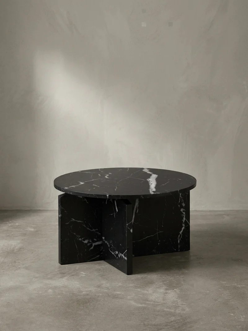 Couchtisch rund in Stein-Optik – modernes Design