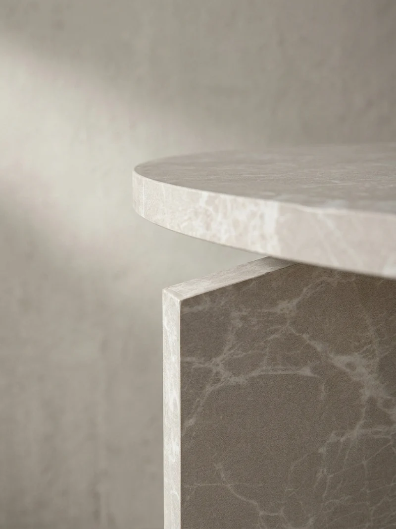 Couchtisch rund in Stein-Optik – modernes Design
